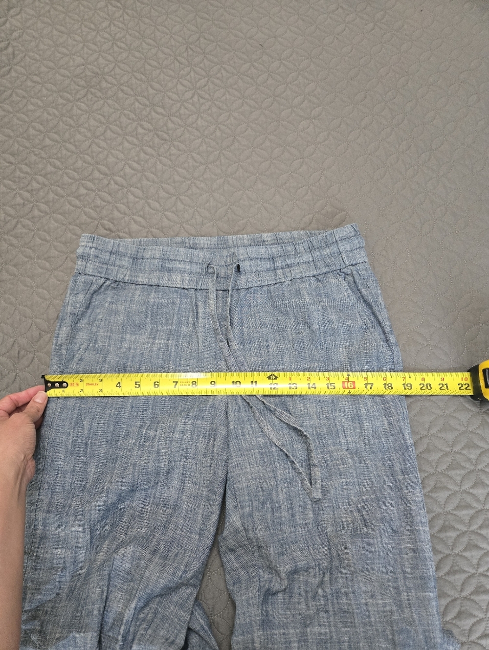 Light Blue Cotton Drawstring Pants - Picture 5 of 9